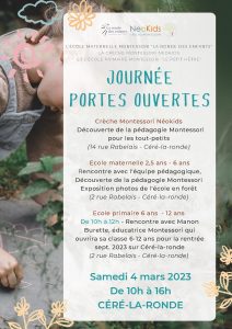Portes Ouvertes 2023 Montessori Céré la Ronde