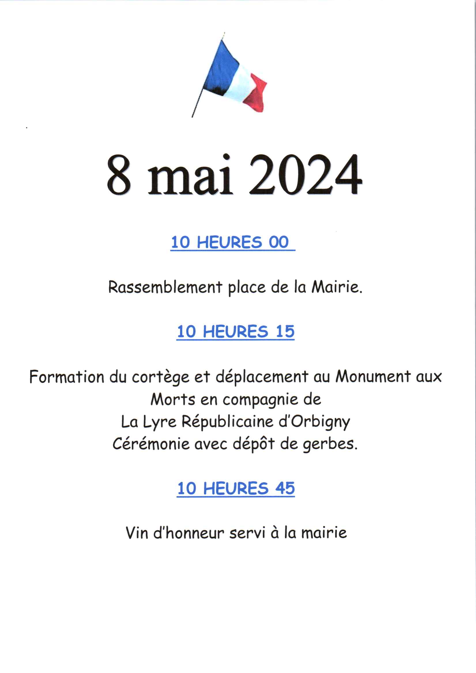 Cérémonie du 8 mai 2024 à Céré la Ronde